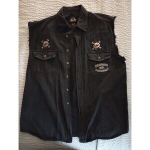 2004 Biketoberfest Biker Button Down Vest Sleeveless shirt L size